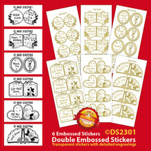 Tags Mini-Cards SILVER Double Embossed Peel Stickers 9x4" Sheets