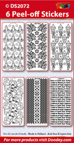 DOODEY  6-Sheet DS2072-101 GOLD Metallic Outline Christmas Sticker Set Candles Bells Lanterns Santas Borders Holiday Words Peel