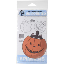 Art Impressions 4676 Spinners Cling Rubber Stamp&#44; Pumpkin - 7 x 4 in.