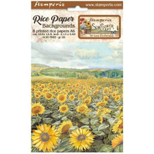 Stamperia- A6 Rice Paper Backgrounds- Sunflower Art, 8 Designs/1 Each