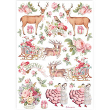 Stamperia A4 Decoupage Rice Paper - Pink Christmas